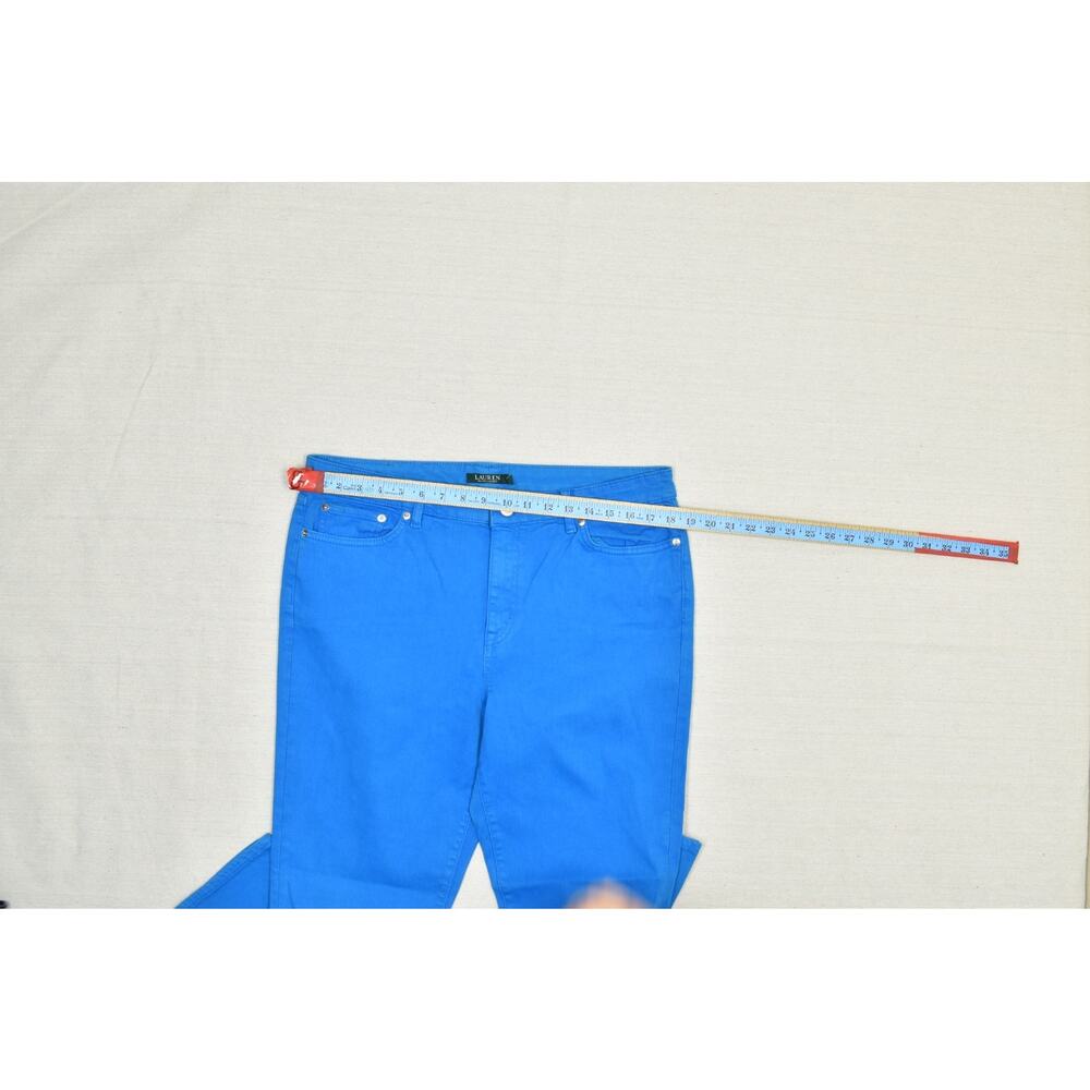 Lauren Ralph Lauren Premier Skinny Cropped Blue Pants Women's Size 16 Cotton Ble - Picture 3 of 11